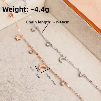 Елегантна глезенна гривна с мотив Луна Богиня и звезда, титаниева стомана, без камъни