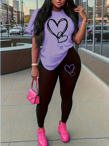 Дамски панталонен костюм от полиестер с млечна коприна, принт, ръкав 3/4, урбан стил - лято 2025