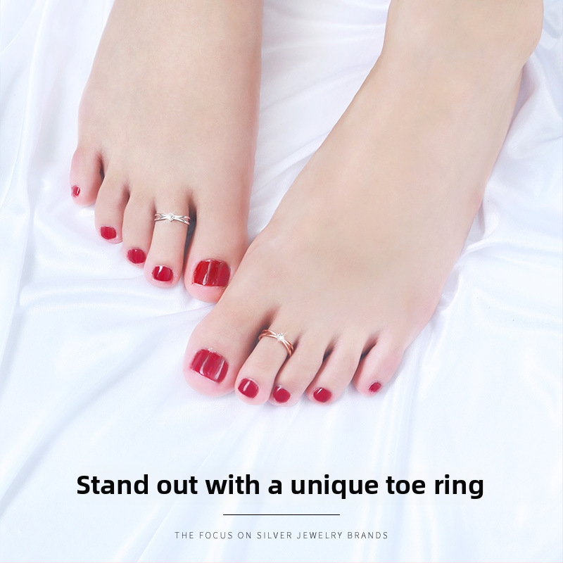 Inel pentru degetul de la picior, stil japonez-coreean, vârf deschis, electroplacat, pietre mozaice