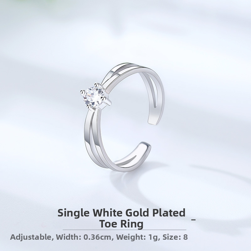 Inel pentru degetul de la picior, stil japonez-coreean, vârf deschis, electroplacat, pietre mozaice