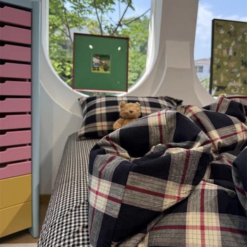 Set husă de cuvertură cu dungi, bumbac 100% Twill, stil simplu, vopsire reactivă