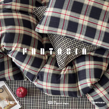 Set husă de cuvertură cu dungi, bumbac 100% Twill, stil simplu, vopsire reactivă