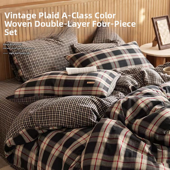 Set husă de cuvertură cu dungi, bumbac 100% Twill, stil simplu, vopsire reactivă