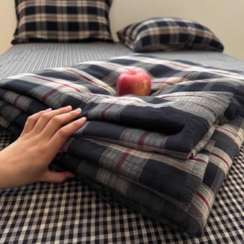 Set husă de cuvertură cu dungi, bumbac 100% Twill, stil simplu, vopsire reactivă