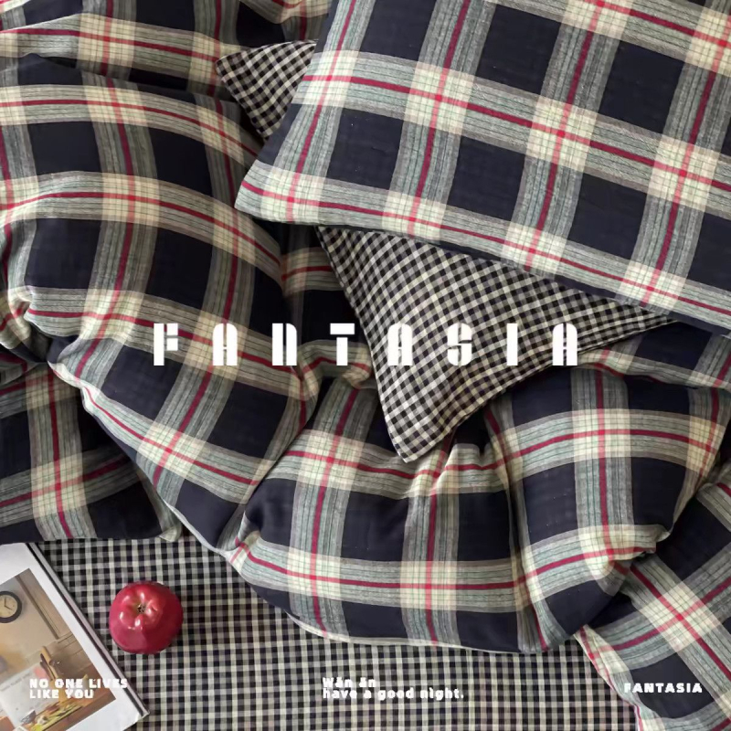 Set husă de cuvertură cu dungi, bumbac 100% Twill, stil simplu, vopsire reactivă