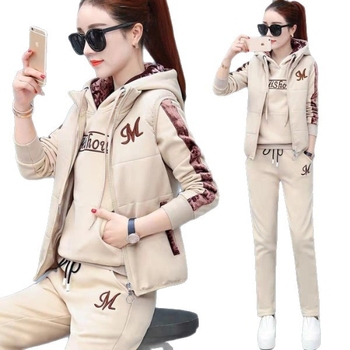 Set sportiv casual pentru femei cu glugă, trei piese, mâneci lungi, material PVC, toamnă 2025, stil Royal Sister