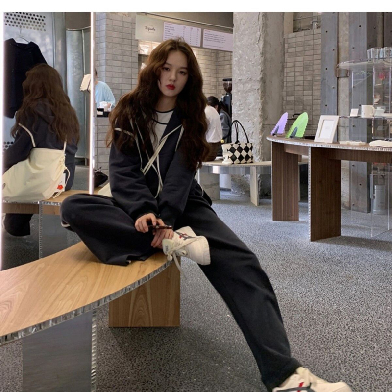 Дамски двучастен спортен комплект: топ със суитшърт, дълъг ръкав, полиестер-спандекс смес, без гладене, есен 2025