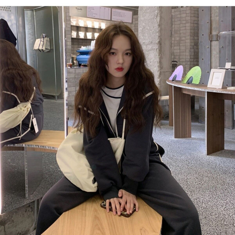 Дамски двучастен спортен комплект: топ със суитшърт, дълъг ръкав, полиестер-спандекс смес, без гладене, есен 2025