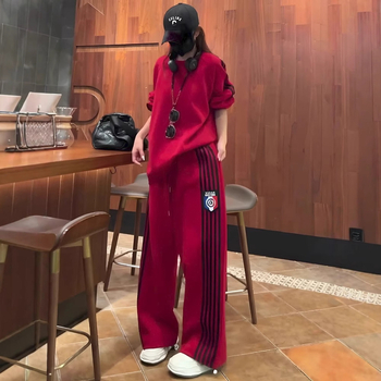 Set casual sport feminin din două piese, cu mâneci lungi și pantaloni, bumbac, iarna 2024