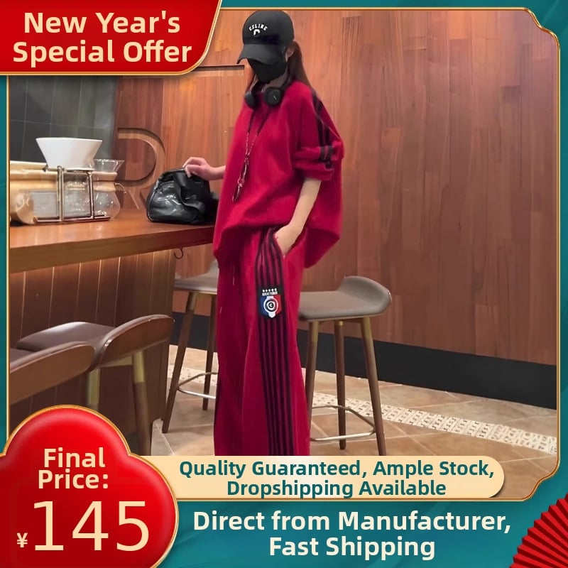 Set casual sport feminin din două piese, cu mâneci lungi și pantaloni, bumbac, iarna 2024