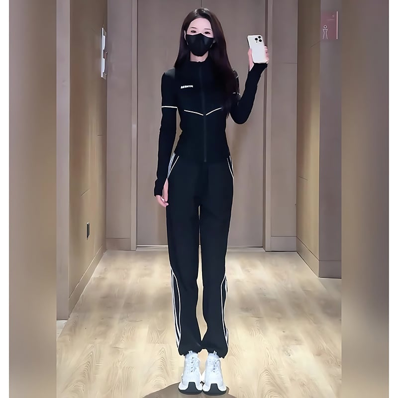 Set sportiv feminin pentru alergare și yoga - Slim Fit - poliester - primăvara 2025 - stil coreean