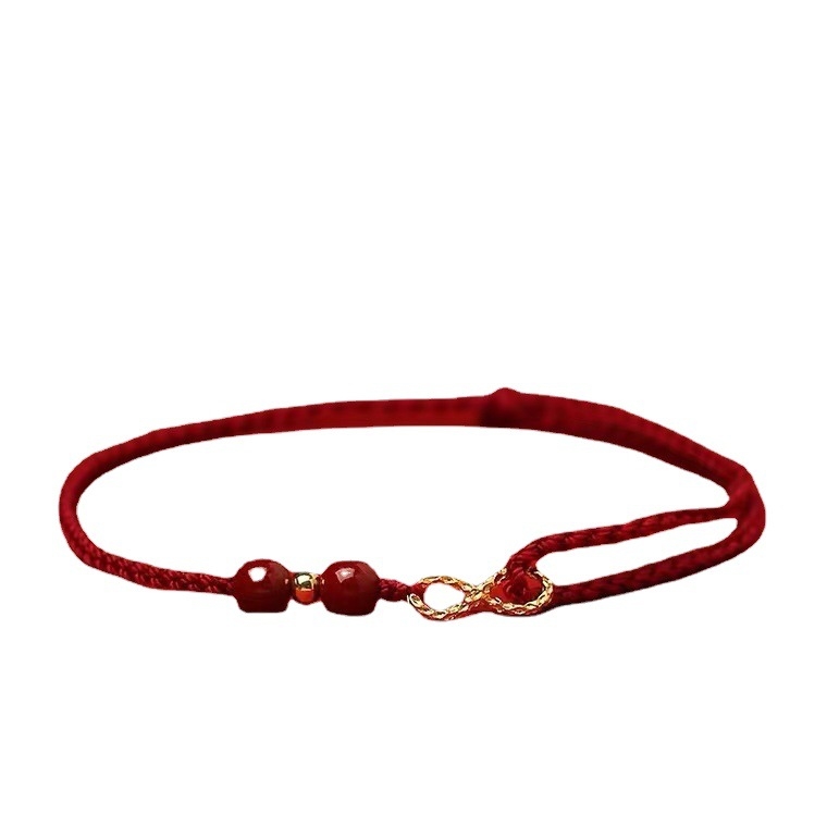 Анклет за крак, етно стил, циннабар мъниста, 14K златно покритие, минималистичен дизайн, персонализация достъпна, пролет 2022