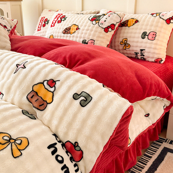 Set pat din velur de lapte, patru piese — căldură, prietenos cu pielea, 2000–2500 g, pentru toate anotimpurile