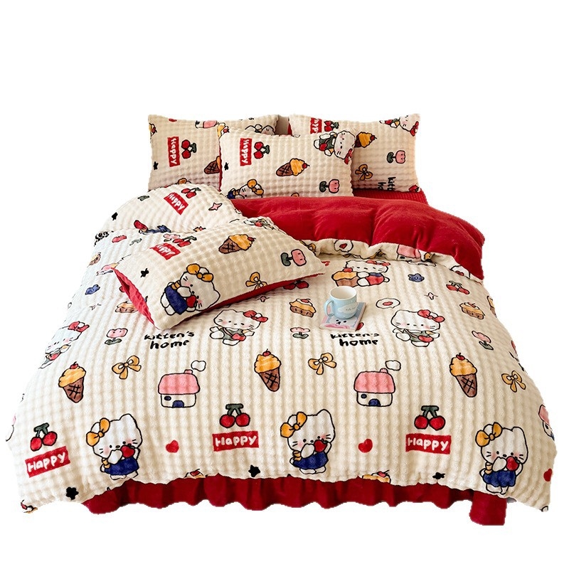 Set pat din velur de lapte, patru piese — căldură, prietenos cu pielea, 2000–2500 g, pentru toate anotimpurile