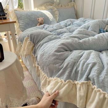 Set de patru piese lenjerie de pat - poliester, imprimare prin transfer termic, țesătură gravată, stil de pat cu temă nunții chinezești