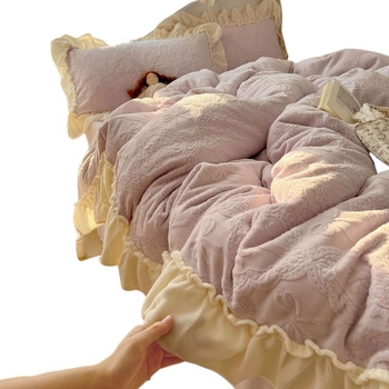 Set de patru piese lenjerie de pat - poliester, imprimare prin transfer termic, țesătură gravată, stil de pat cu temă nunții chinezești