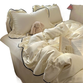 Set lenjerie de pat Tencel (patru piese) - țesătură simplă, imprimare prin transfer termic, stil simplu