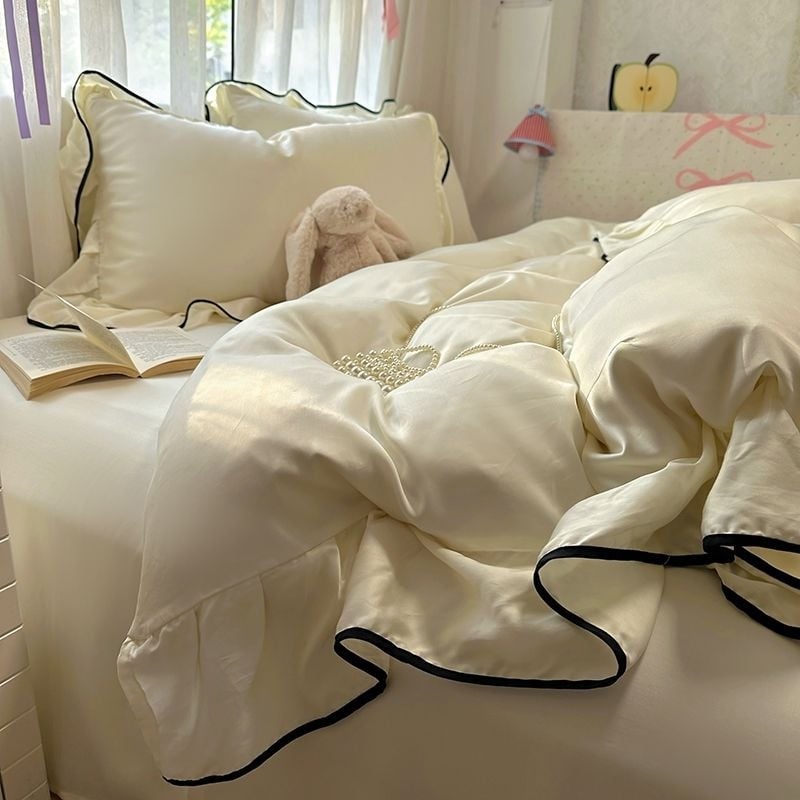 Set lenjerie de pat Tencel (patru piese) - țesătură simplă, imprimare prin transfer termic, stil simplu