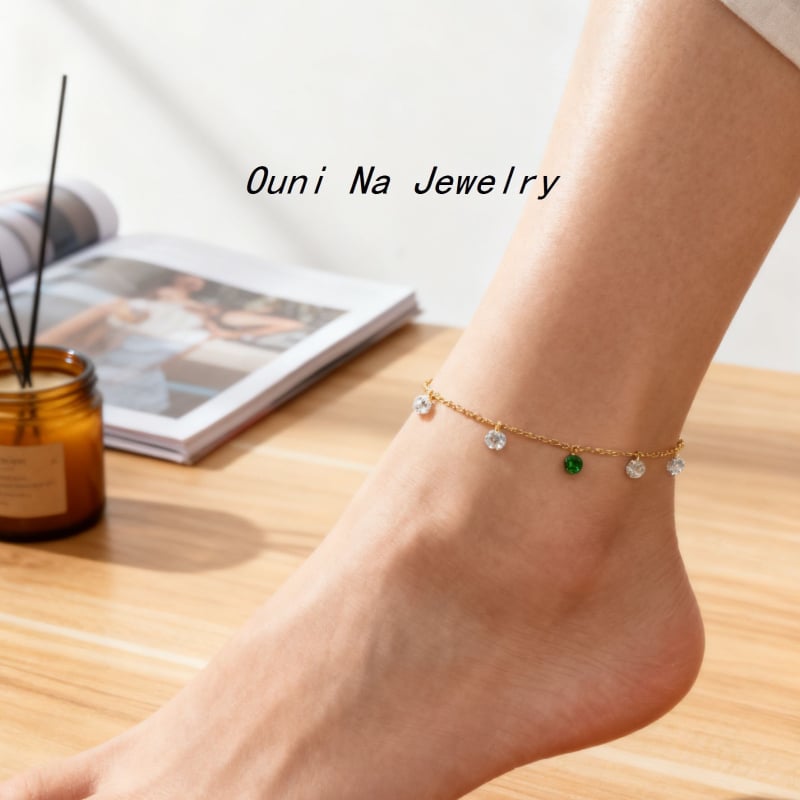 Brățară gleznă din aliaj de argint, stil ins, fără pietre montate, model Onnjl-28