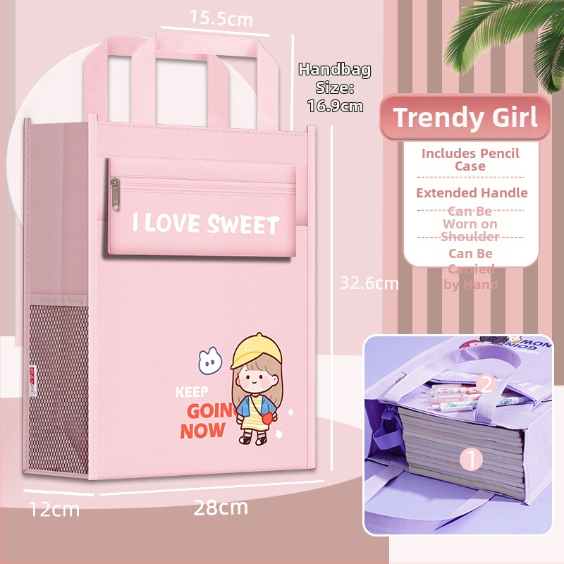 Geantă pentru fete din învățământ primar pentru cărți și teme, material Oxford, fermoar, Bai yi