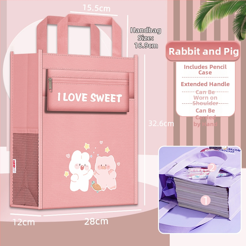 Geantă pentru fete din învățământ primar pentru cărți și teme, material Oxford, fermoar, Bai yi