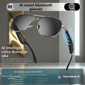 Gy100 Ochelari inteligenți Bluetooth cu AI traducere — traducere în mai multe limbi, muzică și apeluri, baterie de 110 mAh, greutate 39 g, purtare pe cap cu control tactil, fără cameră