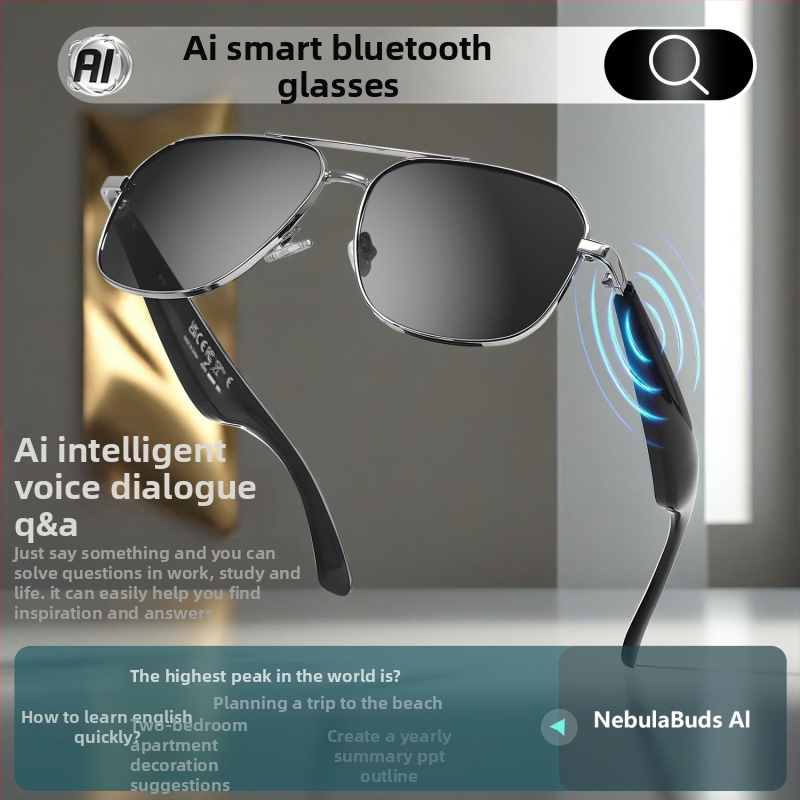 Gy100 Ochelari inteligenți Bluetooth cu AI traducere — traducere în mai multe limbi, muzică și apeluri, baterie de 110 mAh, greutate 39 g, purtare pe cap cu control tactil, fără cameră