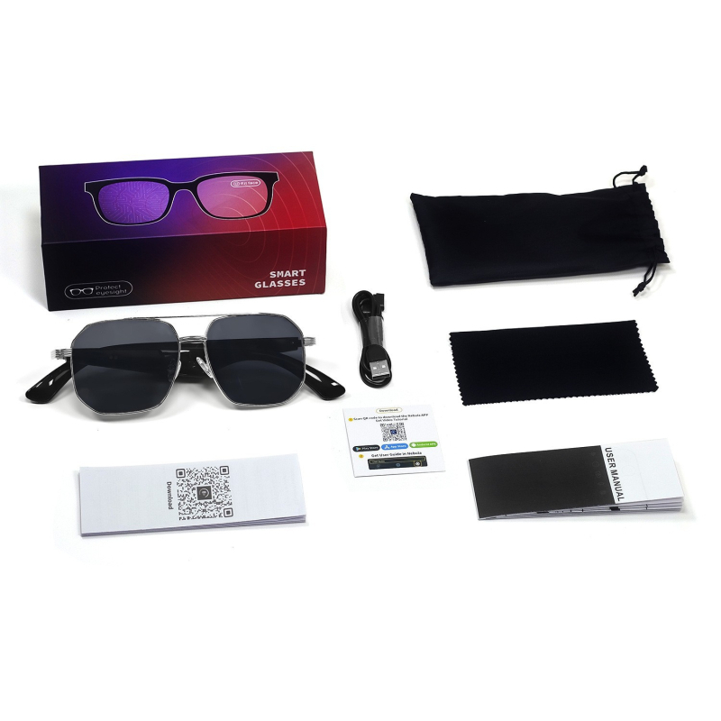 Gy100 Ochelari inteligenți Bluetooth cu AI traducere — traducere în mai multe limbi, muzică și apeluri, baterie de 110 mAh, greutate 39 g, purtare pe cap cu control tactil, fără cameră