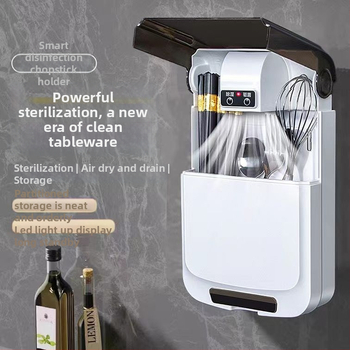 Sterilizator inteligent multifuncțional pentru bețișoare, cutie de depozitare montată pe perete (material PP, sterilizare, rezistent la mucegai)