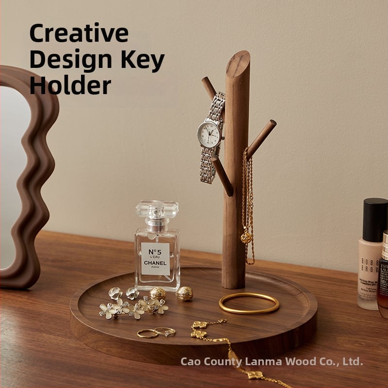 Lanma Raft din lemn cu 3 etaje pentru chei, cosmetică și bijuterii