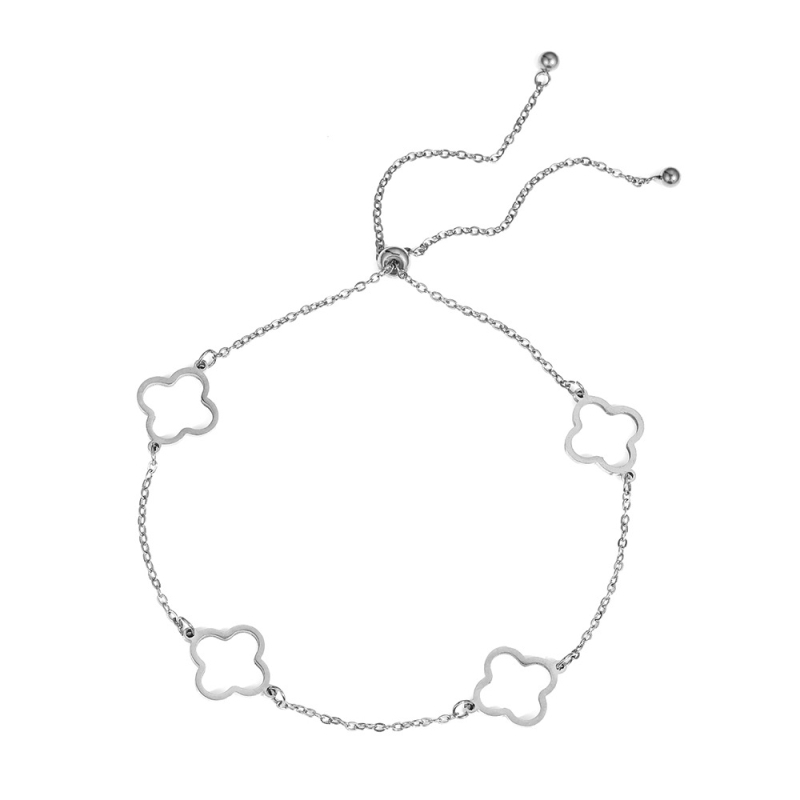 Brățară de gleznă din oțel inoxidabil, design simplu, unisex, cu trifoi cu patru foi decupat, cod F1609