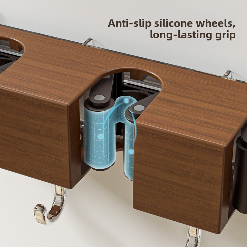 Mop klipa uzglabāšanas plaukts ar koka graudainu dizainu un vakuuma stiprinājumu – sienas stiprinājums bez urbuma, plastmasas uzglabāšana