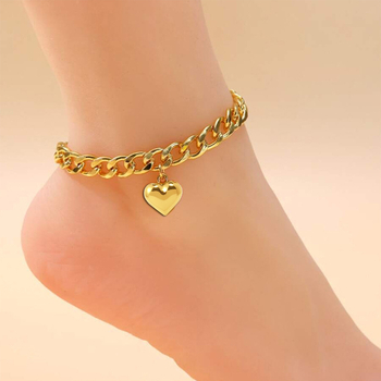 Brățară de gleznă cu formă de inimă, unisex, stil exotic (Număr de producție: F1259; Material: Alt)