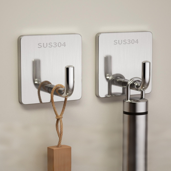 Cârlig de perete din oțel inoxidabil, cu adeziv, fără găuri - pentru bucătărie și baie, design minimalist, încărcare 0–1 kg