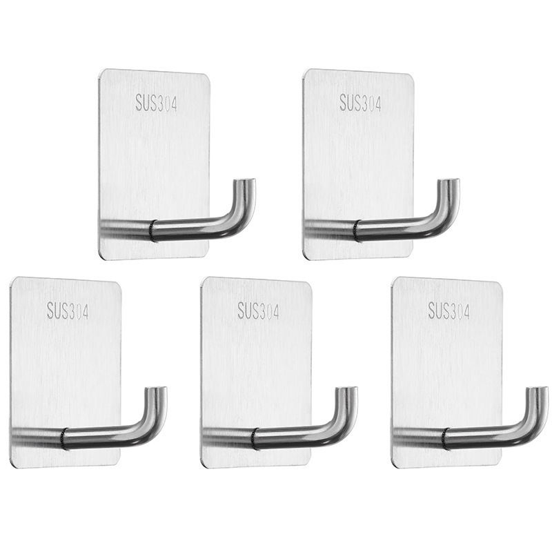 Cârlig de perete din oțel inoxidabil, cu adeziv, fără găuri - pentru bucătărie și baie, design minimalist, încărcare 0–1 kg