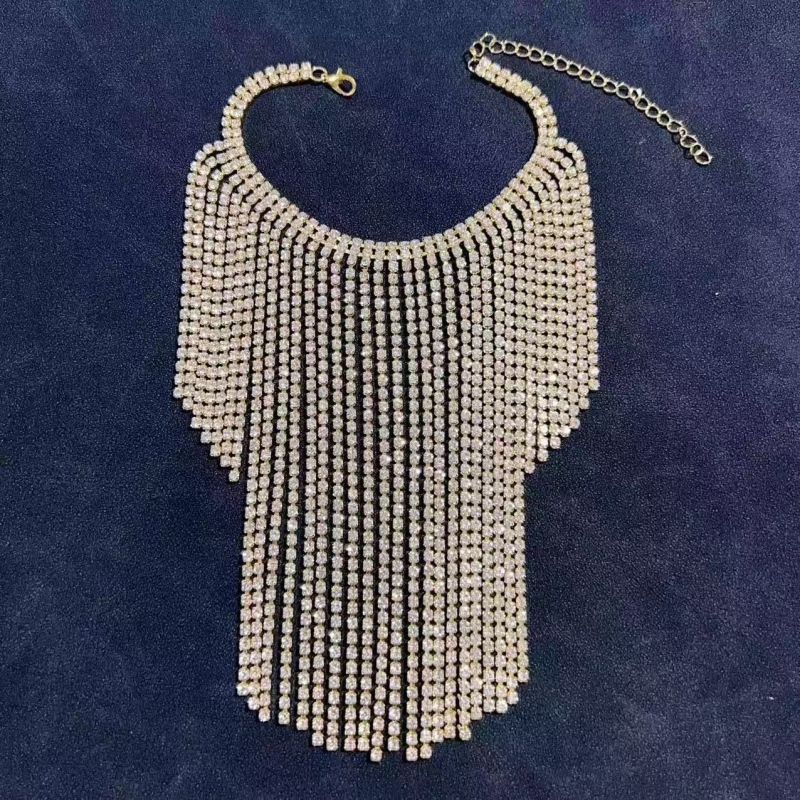 Lanț de gleznă cu ciucuri și cristale Water Drill, design feminin, stil Europa-America