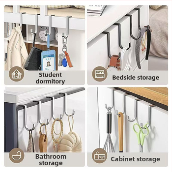 Set de 5 cârlige din oțel inoxidabil, în formă S dublă, fără găuri, încărcare 3 kg, pentru ușă sau spatele dulapului