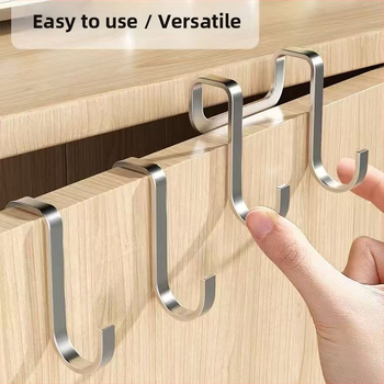 Set de 5 cârlige din oțel inoxidabil, în formă S dublă, fără găuri, încărcare 3 kg, pentru ușă sau spatele dulapului