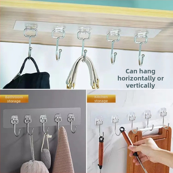 Cuier adeziv din oțel inoxidabil, cu șase rânduri, pentru bucătărie, fără găuri, susține peste 30 kg