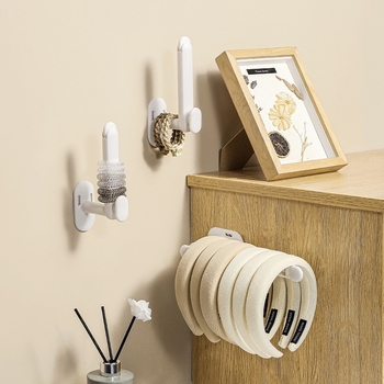 Cârlig extensibil în formă de L pentru depozitare, montaj pe perete fără găuri, din plastic, încărcătură maximă 2 kg, design modern minimalist