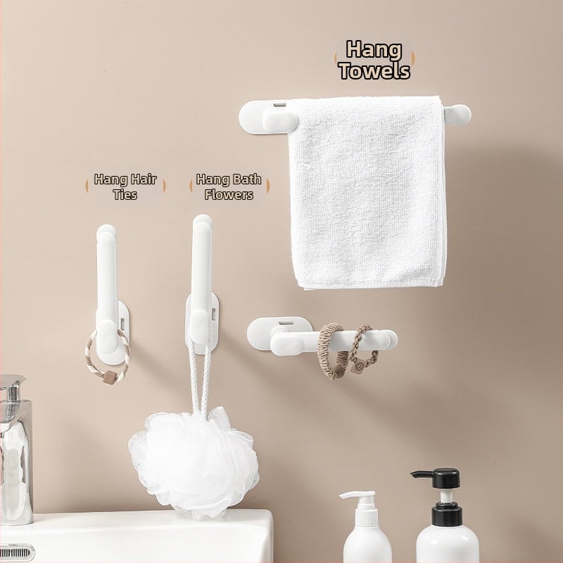 Cârlig extensibil în formă de L pentru depozitare, montaj pe perete fără găuri, din plastic, încărcătură maximă 2 kg, design modern minimalist