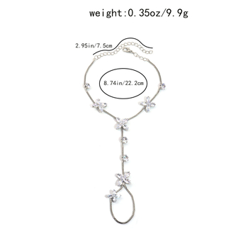 Brățară de gleznă elegantă, design geometric, din cupru, încrustată cu pietre din aliaj, personalizabilă