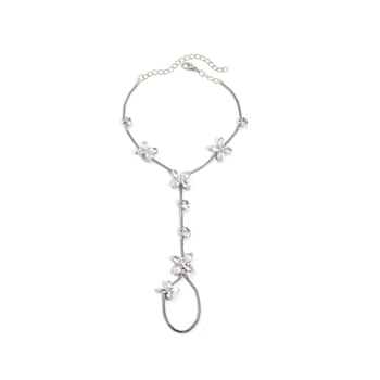 Brățară de gleznă elegantă, design geometric, din cupru, încrustată cu pietre din aliaj, personalizabilă