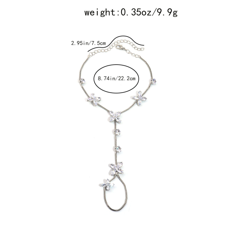 Brățară de gleznă elegantă, design geometric, din cupru, încrustată cu pietre din aliaj, personalizabilă