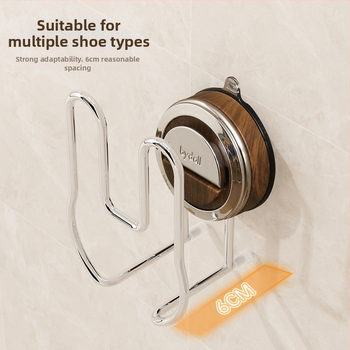 Raft din oțel inoxidabil pentru papuci de baie, cu ventuze, montaj pe perete fără găuri, 1 nivel de depozitare