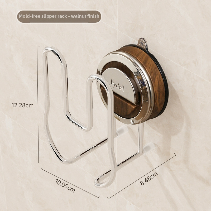 Raft din oțel inoxidabil pentru papuci de baie, cu ventuze, montaj pe perete fără găuri, 1 nivel de depozitare