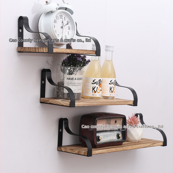 Raft de perete din lemn masiv și aliaj lemn-fier, 3 etaje, suport mobil pentru plante și flori, design modern minimalist