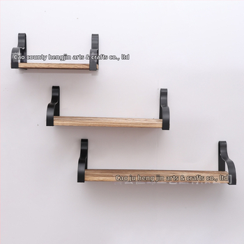 Raft de perete din lemn masiv și aliaj lemn-fier, 3 etaje, suport mobil pentru plante și flori, design modern minimalist