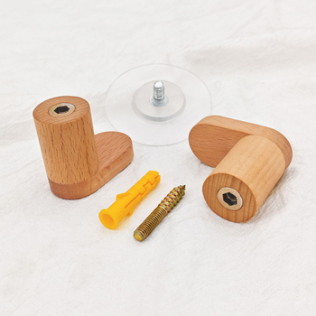 Cuier de perete din lemn, simplu, cuier cu un singur cârlig, capacitate de încărcare 5–10 kg, lansat în 2025, set de 10 bucăți.