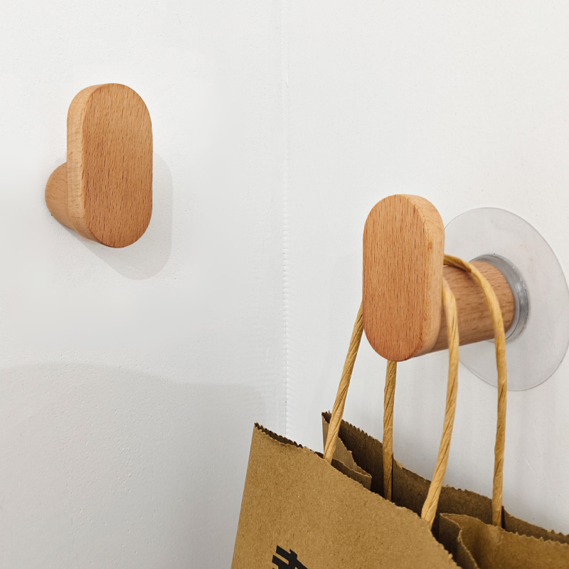 Cuier de perete din lemn, simplu, cuier cu un singur cârlig, capacitate de încărcare 5–10 kg, lansat în 2025, set de 10 bucăți.